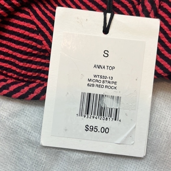 Onia Anna Top Micro Stripe Red Rock Bikini Top - Picture 2 of 4